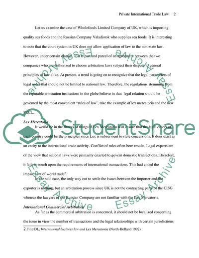 Private International Trade Law Issues