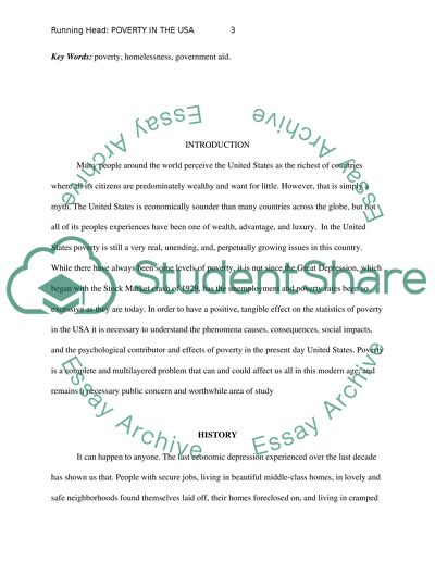 Psychology of Living below the Poverty Line in the USA