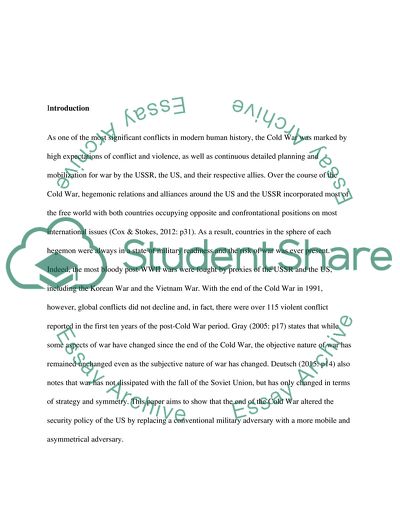 The Nature of War and US Security Policy in the Aftermath of the Cold War