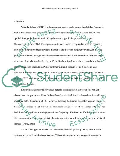 Lean concept in manufacturing field