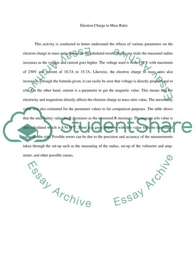 Charge to Mass Ratio (e/m) of an Electron