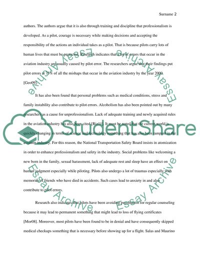 Professionalism of Aviation in Human Factor