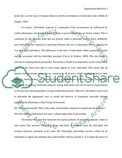 Personality, Teams and Groups