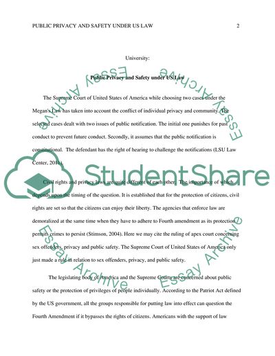 Public Privacy and Safety Under the US Law