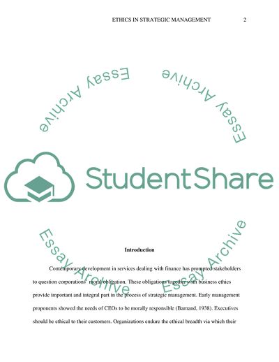 Ethics in Strategic Management