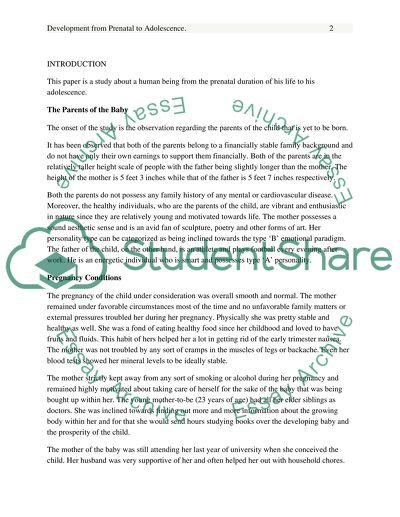 Development from Prenatal to Adolescence