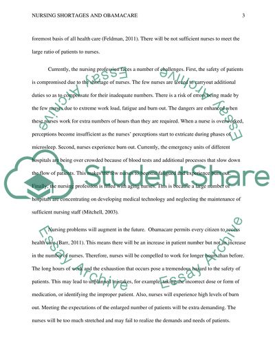 Nursing shortages and Obamacare