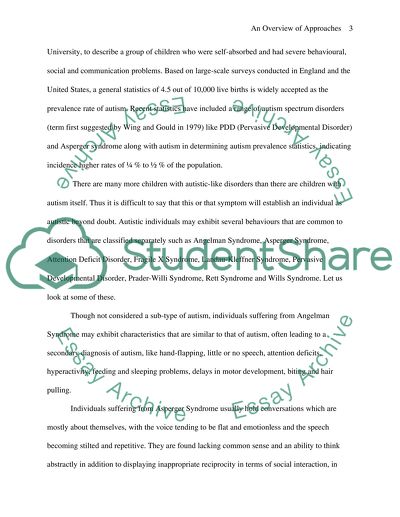 Definition and Background of Approaches to Autism