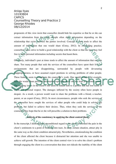 Reflective Analysis of Counselling Practice Task