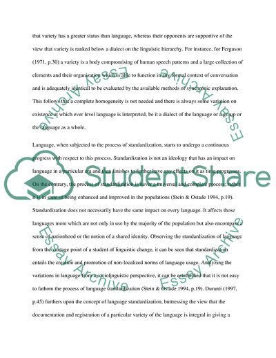 Concept of Language Standardization