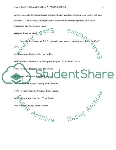Job Evaluation at Whole Foods