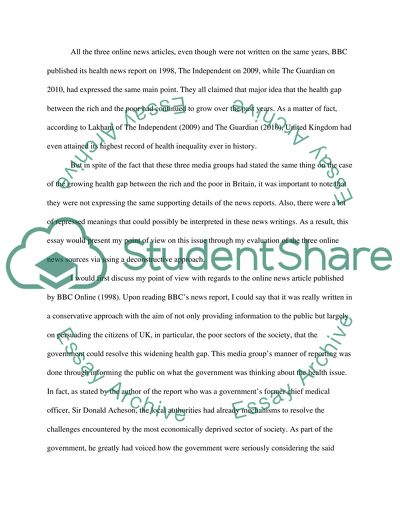 Health Gap between Rich and Poor in Briatin