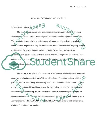 Management of Cellular Phones