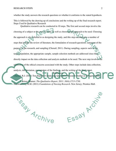 Steps used in quantitative research and steps used in qualitative research