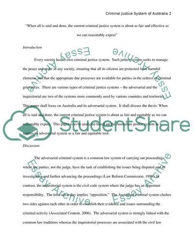 Criminal Justice System of Australia