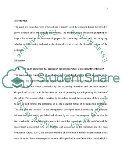 How Audit Profession Has Arrived at the Position Where It Is Constantly Criticised