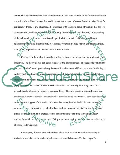 Fieldlers Contingency Theory