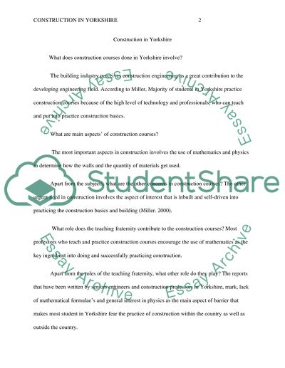 What does construction courses done in Yorkshire involve