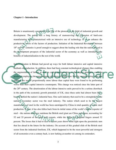 Impact of the British Deindustrialisation