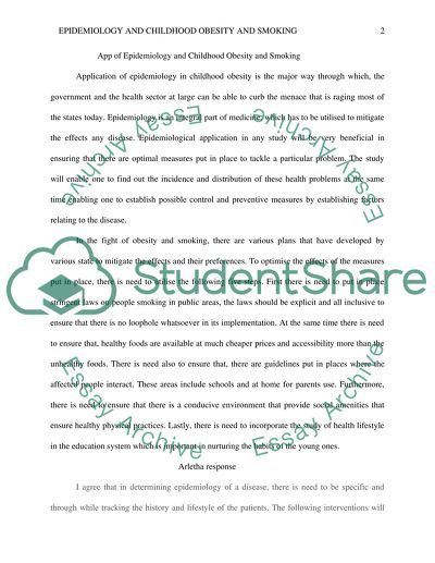 HSA 535 WK2 App of Epidemiology and Childhood Obesity and Smoking
