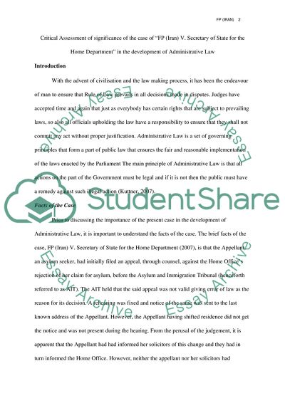 FP Iran V. Secretary of State for the Home Department