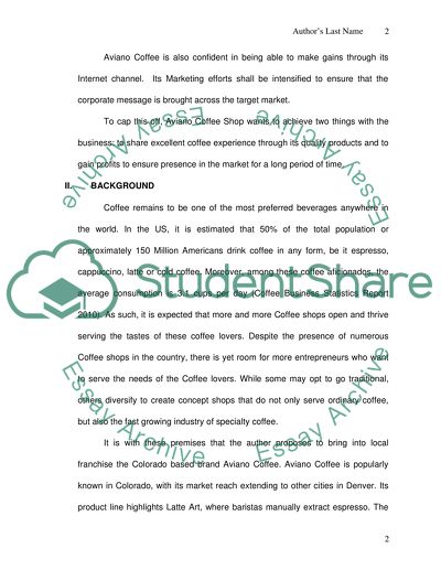 Aviano Coffee as the Preferred Concept Coffee Shop