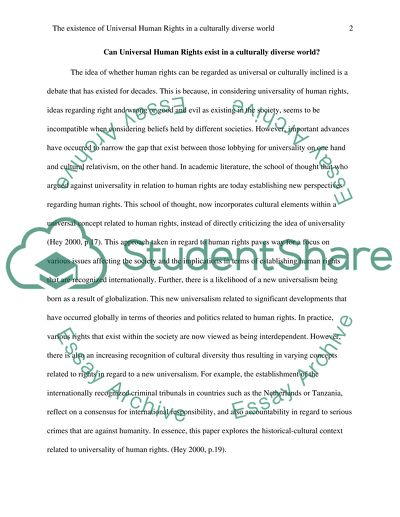 The Existence of Universal Human Rights in a Culturally Diverse World