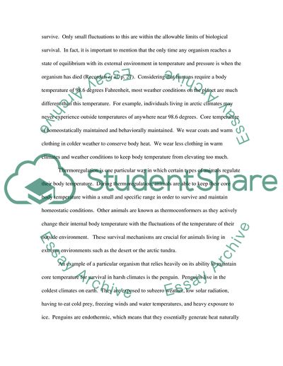 Thermodynamics in Warm and Cold Blooded Organisms