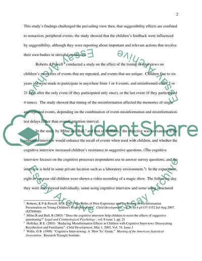 Interview methods for children as eyewitnesses