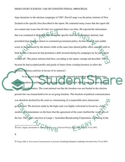 High Court Justices Use of Constitutional Principles