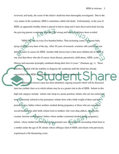 Sudden Infants Death Syndrome and Arizonas Prevention Programs