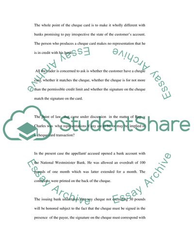 Difference between an Ordinary Cheque Transaction and a Cheque Card Transaction