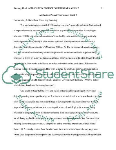 Commentaries on two other students application projects week 3