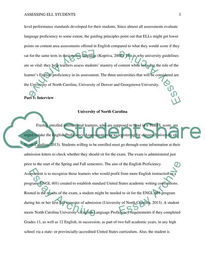 ELL Assessing of Competencies, Knowledge, and Skills of Students