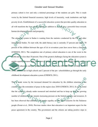 Gender and Sexual Studies: Case Study of the Education System in Sudan