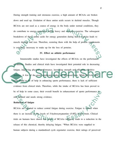 Branched Chain Amino Acids and their Effect on Sports Performance