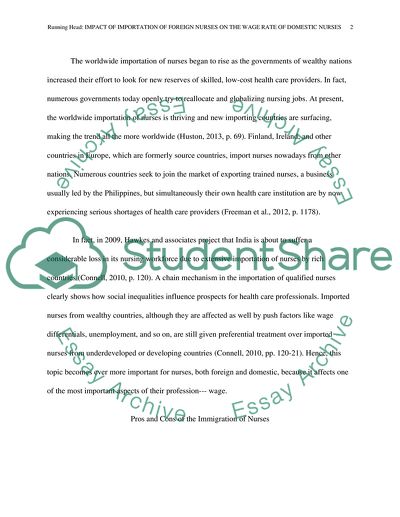 Impact of Importation of Foreign Nurses on the Wage Rate of Domestic Nurses