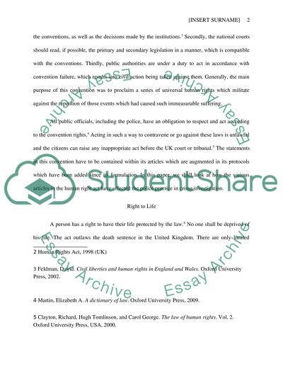 Policing and Human Rights Act 1998 in the UK