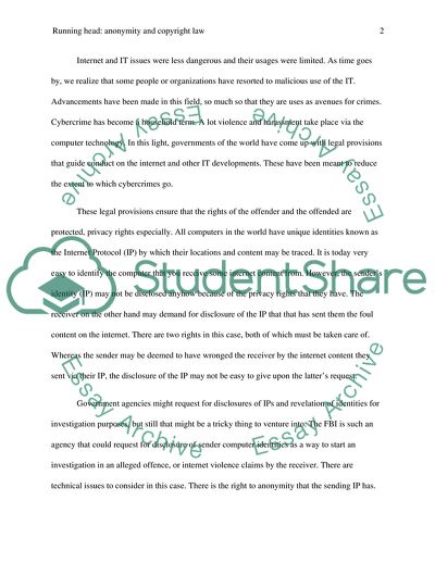 Anonymity and Copyright Law