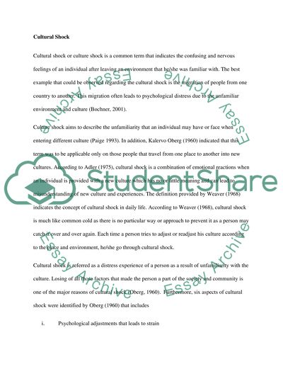 International Organisational Behaviour - What is meant by culture shock