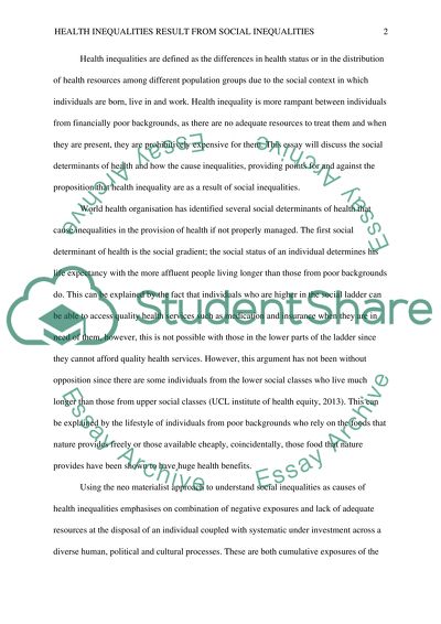 Health Inequalities Result from Social Inequalities