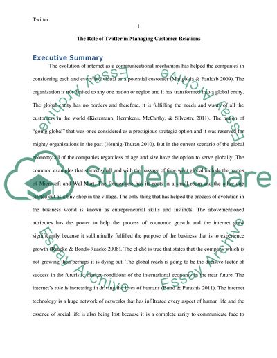 Role of Twitter in Managing Customer Relations