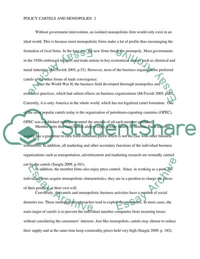 Business organisation and policy cartels and monopolies