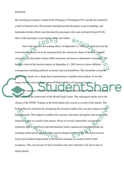 Summary of September 11, 2001 Attacks