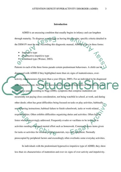 Attention Deficit Hyperactivity Disorder