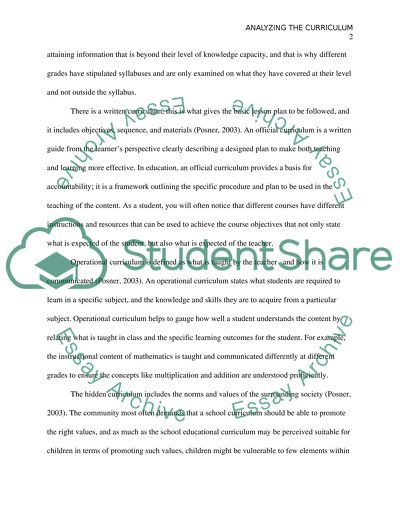 Analyzing the Curriculum Critique