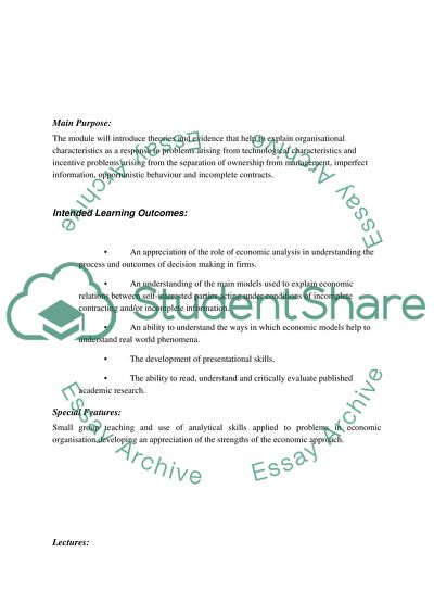 What Constructs Economics of Organisation