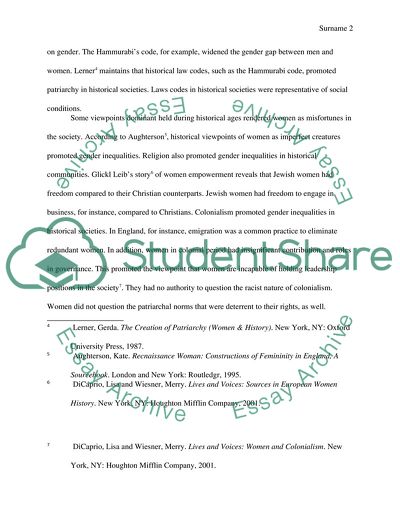 Gender Inequlaities Response Paper