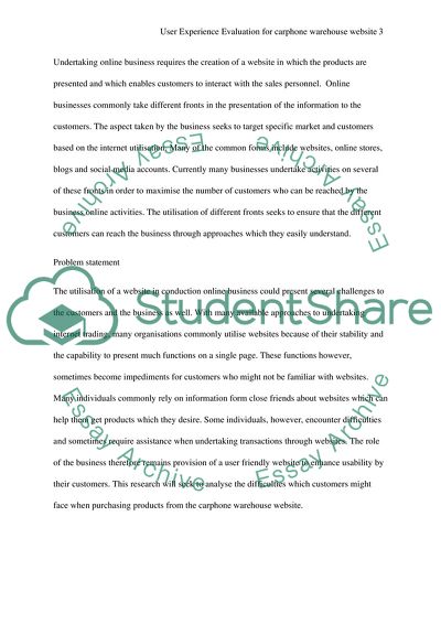 User Experience Evaluation for Carphone Warehouse Website