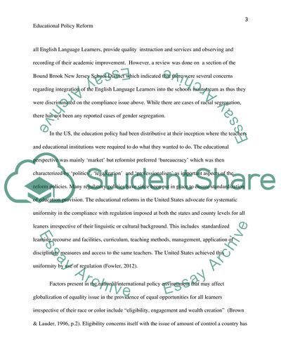 Educational policy reform